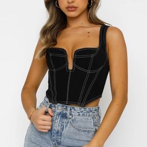 NWT White Fox Boutique She's The One Black Bustier Corset Top Size XS